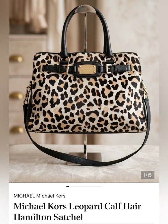 Michael Kors Handbags - Like NEW Michael Kors $498 Leopard Calf Hair Hamilton Satchel - STUNNING